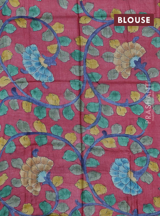 Pure tussar silk saree beige and maroon with allover zari checked pattern and zari woven border