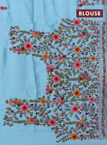 Pure tussar silk saree pink and light blue with allover zari checked pattern and zari woven border