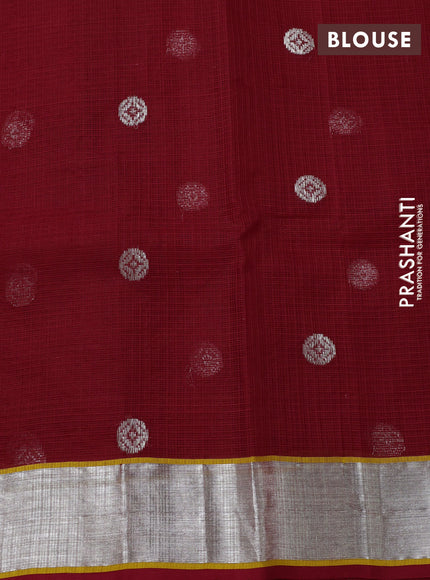 Pure zari kota silk saree grey and maroon with allover silver & gold zari weaves and silver zari woven border