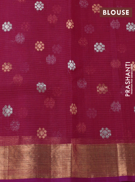 Pure zari tissue kota silk saree beige and pink with allover silver & copper floral zari weaves and copper zari woven border