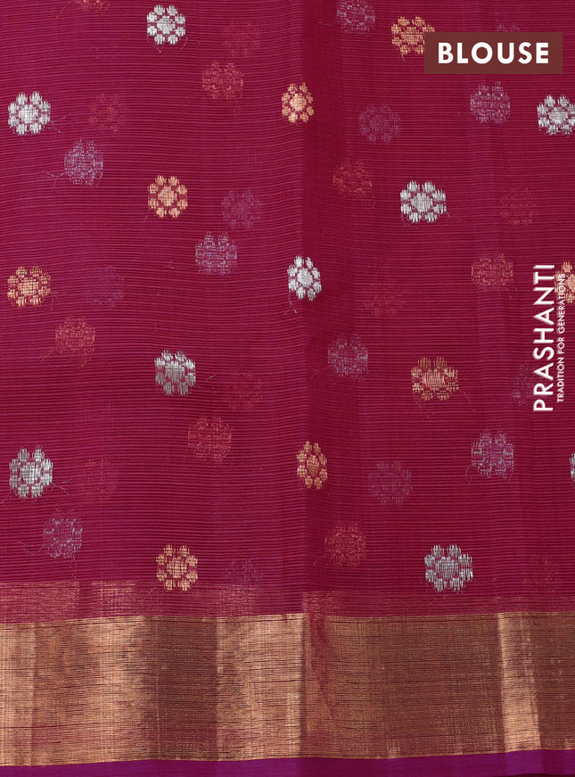Pure zari tissue kota silk saree beige and pink with allover silver & copper floral zari weaves and copper zari woven border
