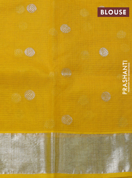 Pure zari kota silk saree pastel grey and yellow with allover silver zari woven floral weaves and silver zari woven border