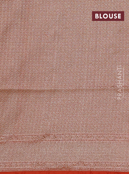 Banarasi tissue silk saree orange with allover zari woven brocade weaves and zari woven border