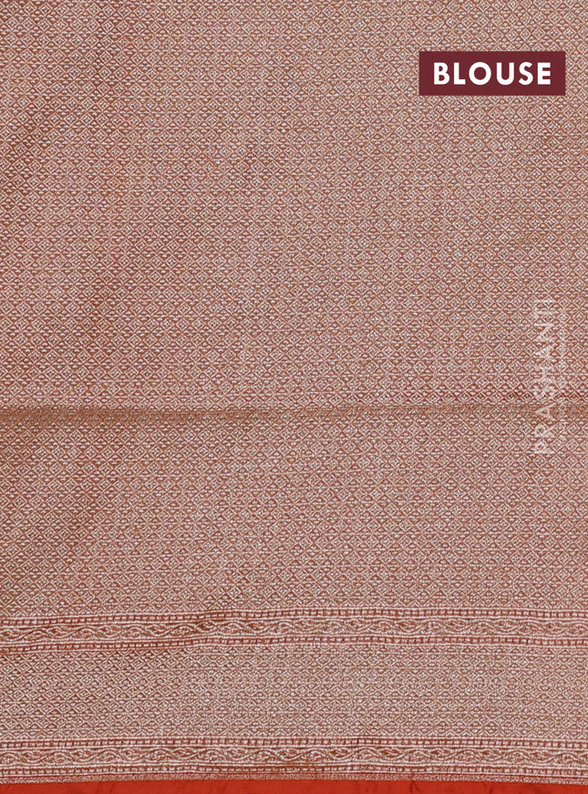 Banarasi tissue silk saree orange with allover zari woven brocade weaves and zari woven border