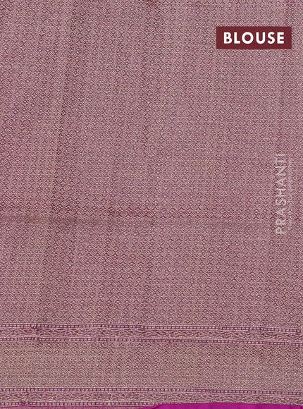 Banarasi tissue silk saree dual shade of lavender with allover zari woven brocade weaves and zari woven border