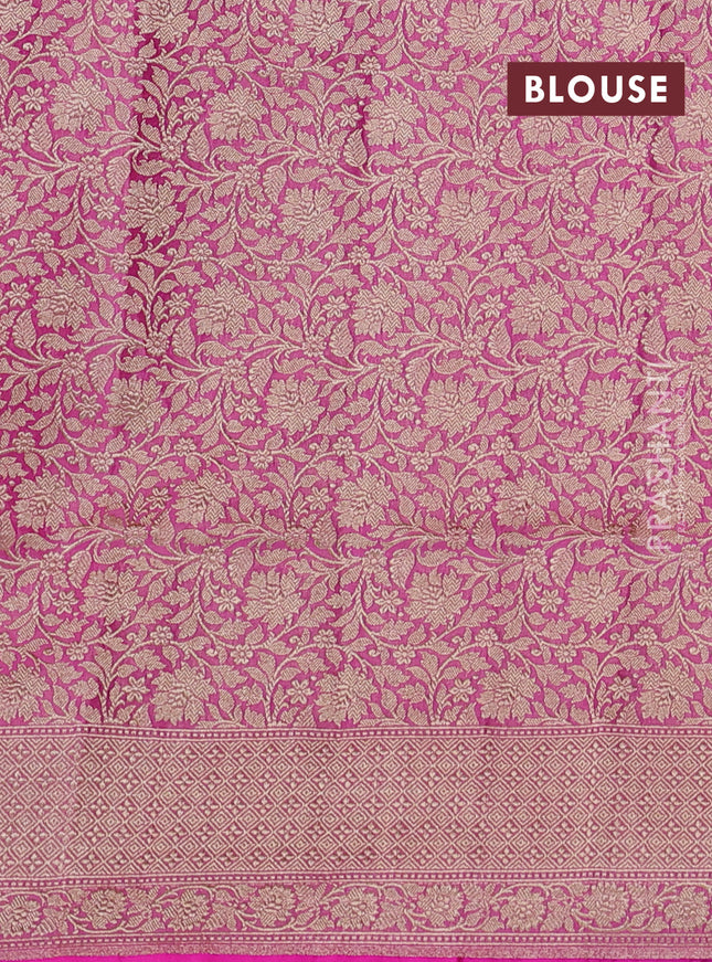 Banarasi tissue silk saree pink with allover zari woven brocade weaves and zari woven border