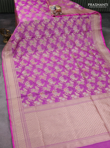 Banarasi tissue silk saree purple shade with allover zari woven brocade weaves and zari woven border