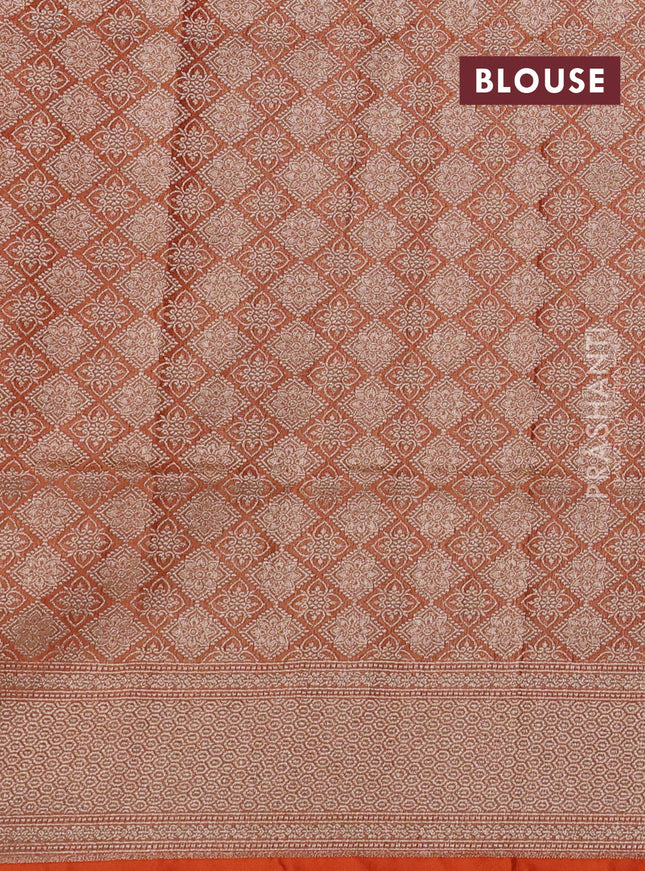 Banarasi tissue silk saree orange with allover zari woven buttas and zari woven border