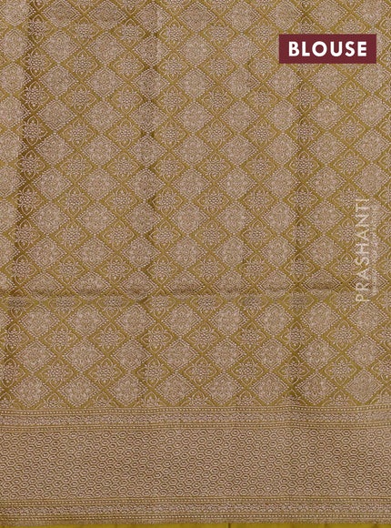 Banarasi tissue silk saree lime yellow with allover zari woven buttas and zari woven border