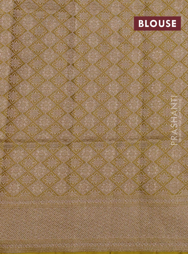 Banarasi tissue silk saree lime yellow with allover zari woven buttas and zari woven border
