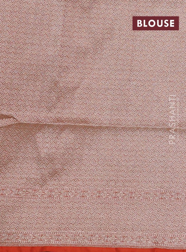 Banarasi tissue silk saree rustic orange with allover zari woven brocade weaves and zari woven border