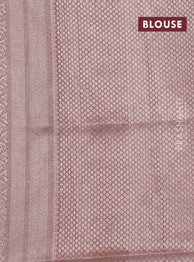 Banarasi tissue silk saree mauve pink with allover zari woven buttas and zari woven border