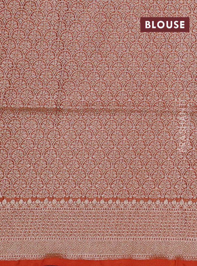 Banarasi tissue silk saree orange with allover zari woven brocade weaves and zari woven border