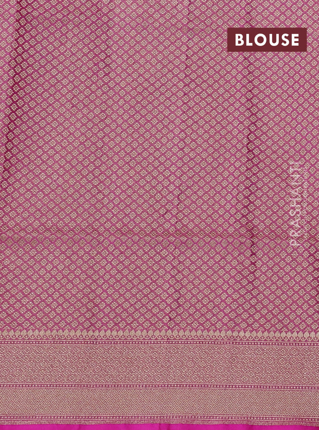 Banarasi tissue silk saree pink with allover zari woven brocade weaves and zari woven border