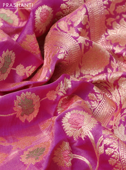 Banarasi tissue silk saree pink with allover zari woven brocade weaves and zari woven border
