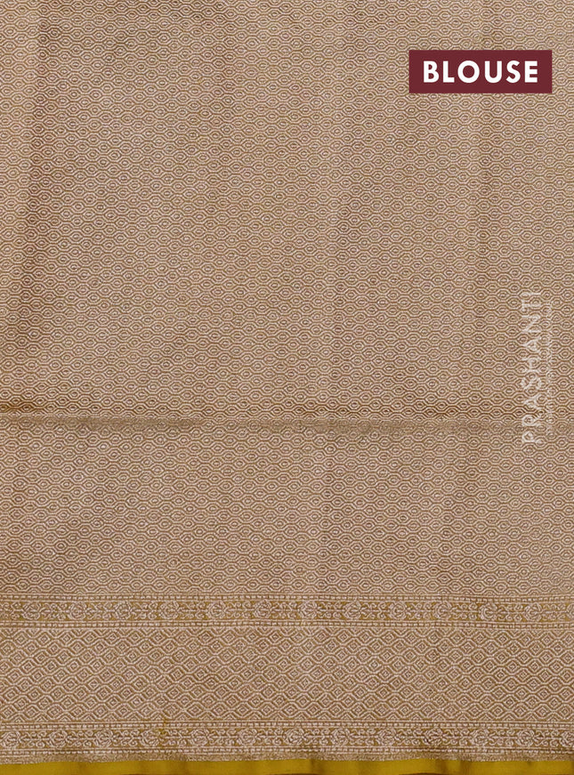 Banarasi tissue silk saree lime yellow with allover zari woven brocade weaves and zari woven border