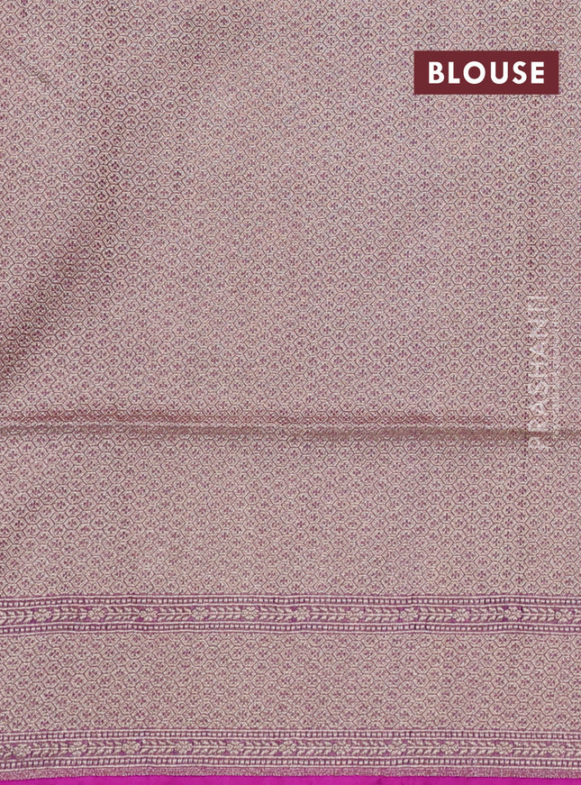 Banarasi tissue silk saree mild purple and pink with allover zari woven brocade weaves and zari woven border