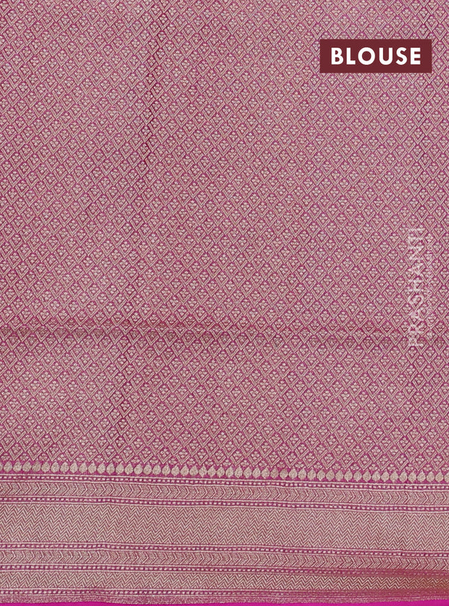 Banarasi tissue silk saree pink with allover floral zari woven brocade weaves and zari woven border