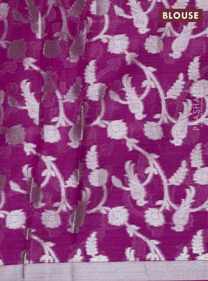 Cotton zari kota lehenga lavender and purple with silver zari woven buttas and long silver zari woven border