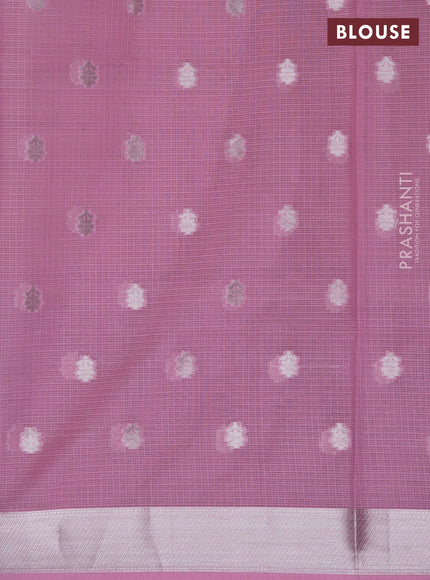 Cotton zari kota lehenga piata green and pink with allover jamdhani weaves and jamdhani butta border