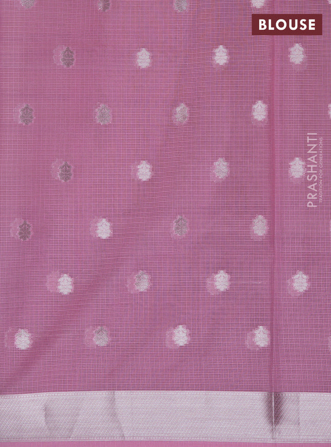 Cotton zari kota lehenga piata green and pink with allover jamdhani weaves and jamdhani butta border