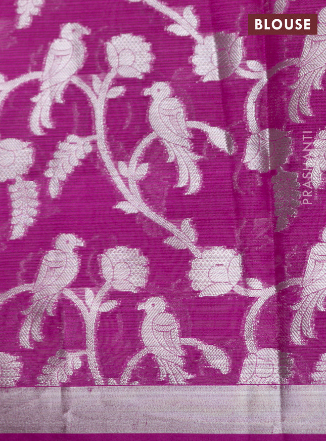 Cotton zari kota lehenga pink and purple with allover jamdhani weaves and zari woven butta border