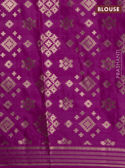 Cotton zari kota lehenga green and purple with silver zari woven buttas and jamdhani border