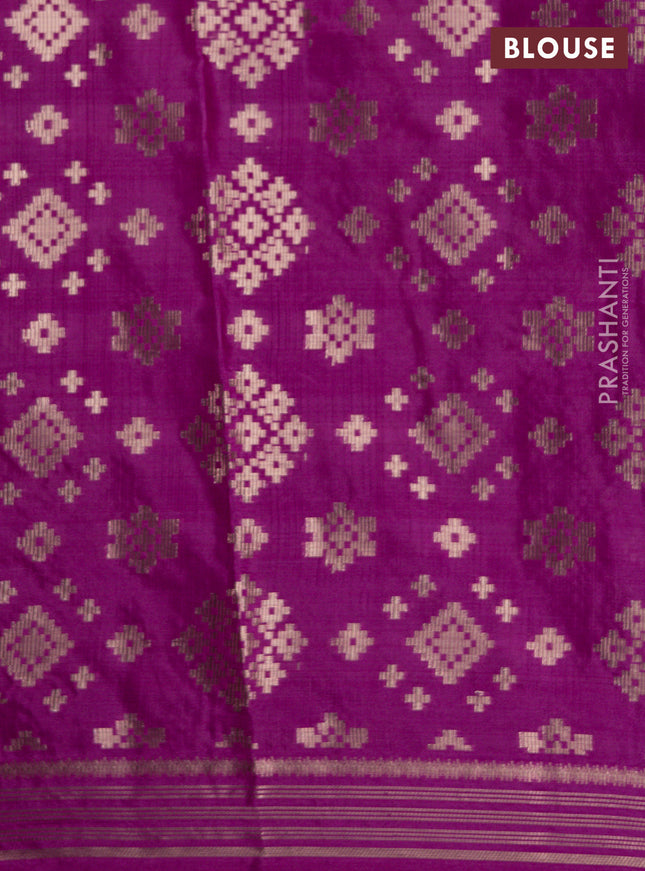Cotton zari kota lehenga green and purple with silver zari woven buttas and jamdhani border