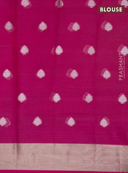 Cotton zari kota lehenga teal blue and dark pink with silver zari woven buttas and jamdhani border