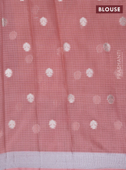 Cotton zari kota lehenga lavender and pink with allover jamdhani weaves and silver zari woven border