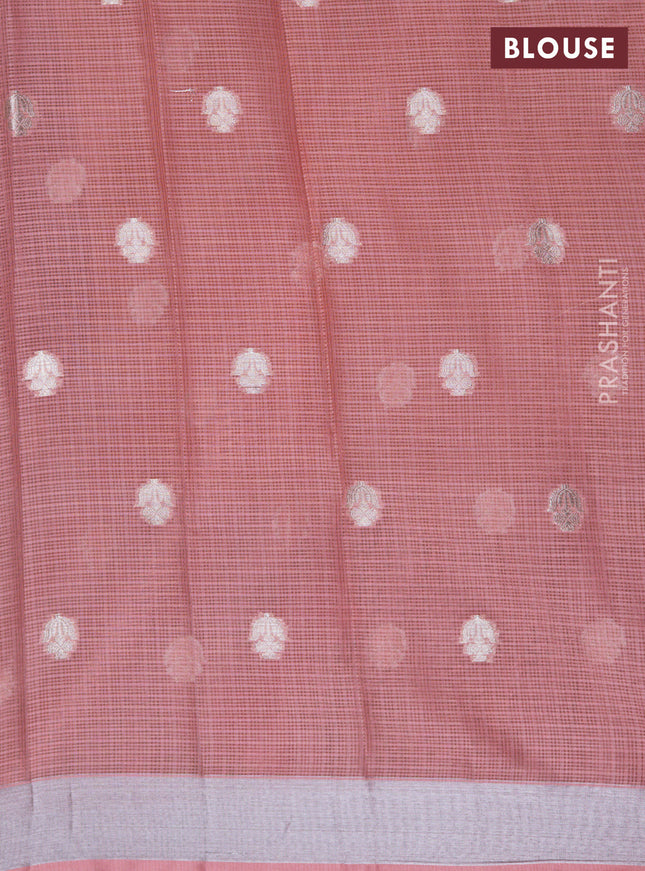 Cotton zari kota lehenga lavender and pink with allover jamdhani weaves and silver zari woven border