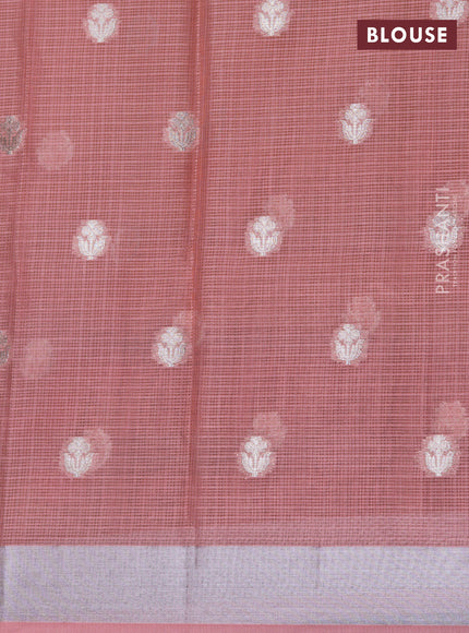 Cotton zari kota lehenga pista green and pink with allover jamdhani weaves and silver zari woven border