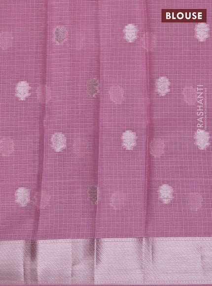 Cotton zari kota lehenga light green and pink with silver zari woven buttas and long silver zari woven border