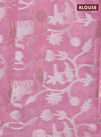 Cotton zari kota lehenga purple and light pink with allover jamdhani weaves and long silver zari woven border