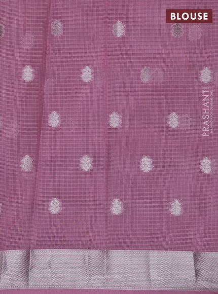 Cotton zari kota lehenga teal green and pink with allover jamdhani weaves and silver zari woven border