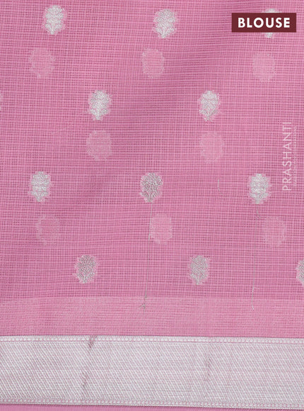 Cotton zari kota lehenga lime yellow and light pink with allover jamdhani weaves and silver zari woven border