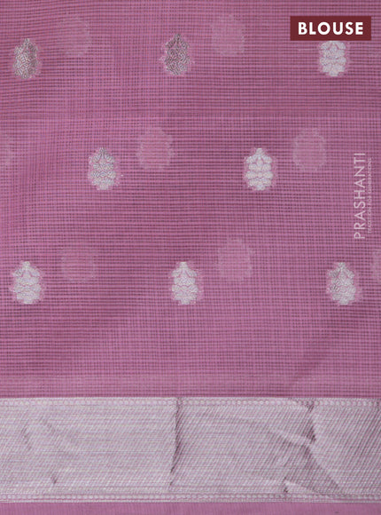 Cotton zari kota lehenga teal green and pink with allover jamdhani weaves and silver zari woven border