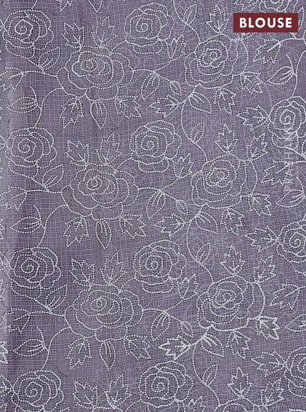 Pure silk kota saree off white and grey with tie & dye beads work and embroidery scallop border Embroidery blouse