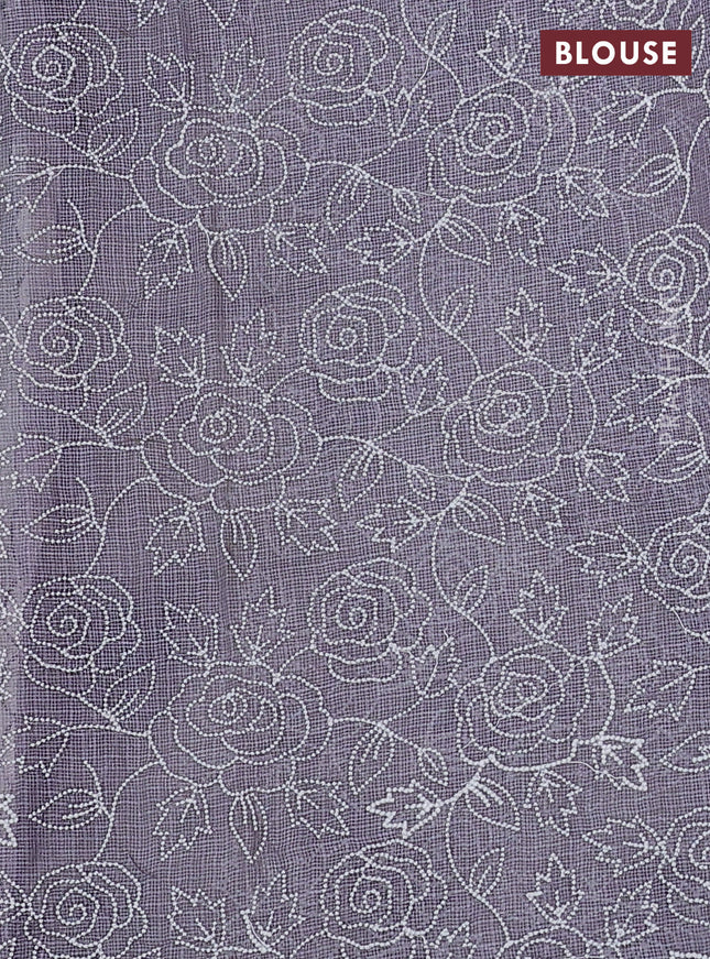 Pure silk kota saree off white and grey with tie & dye beads work and embroidery scallop border Embroidery blouse