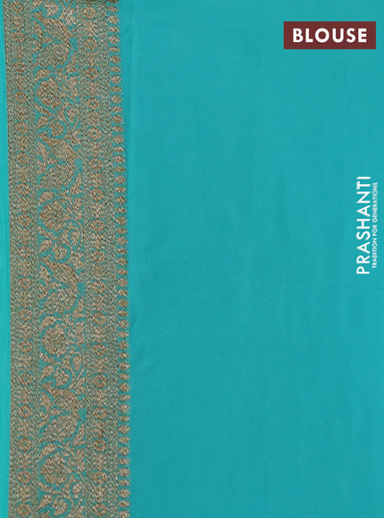 Banarasi georgette saree peacock blue and teal blue with allover thread & zari pichwai weaves and woven border