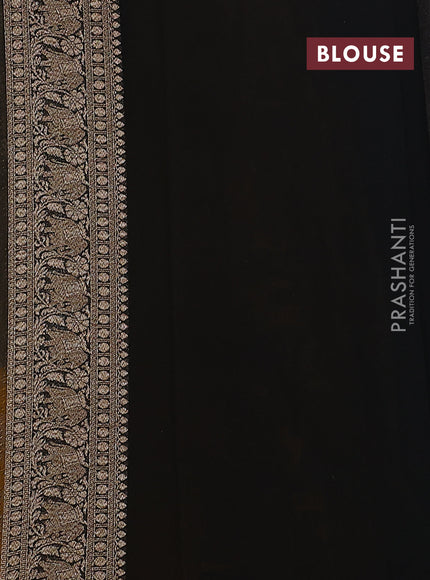 Banarasi georgette saree mustard yellow and black with allover thread & zari pichwai weaves and woven border