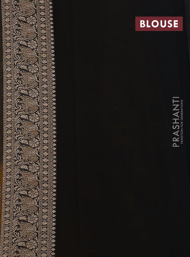 Banarasi georgette saree mustard yellow and black with allover thread & zari pichwai weaves and woven border