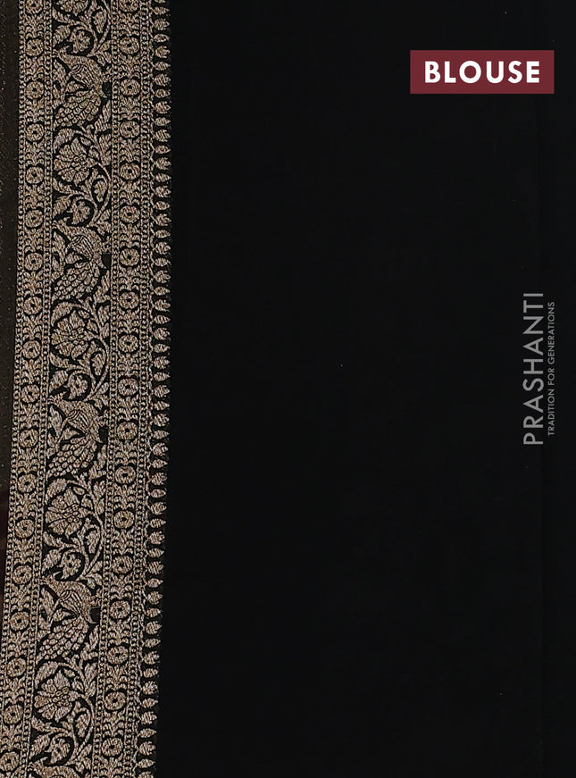 Banarasi georgette saree maroon and black with allover thread & zari weaves and woven border