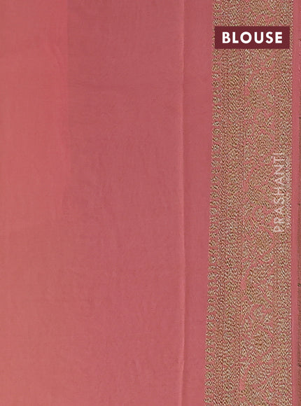 Banarasi georgette saree light green and peach pink with allover thread & zari weaves and woven border