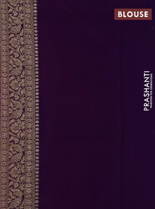 Banarasi georgette saree pink and violet with allover thread & zari weaves and woven border