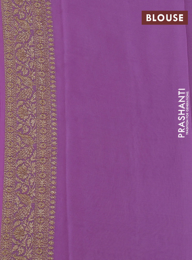 Banarasi georgette saree wine shade and lavender with allover thread & zari weaves and woven border