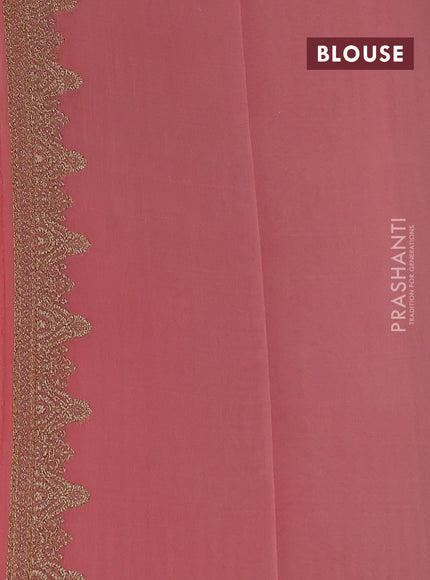 Banarasi georgette saree red and peach shade with allover woven buttas and woven border