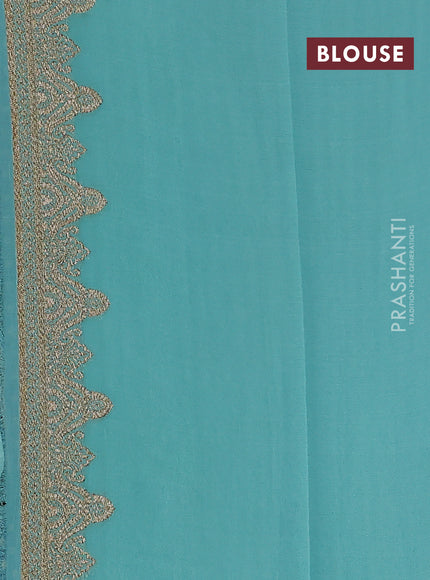 Banarasi georgette saree peacock green and teal blue shade with allover woven buttas and woven border