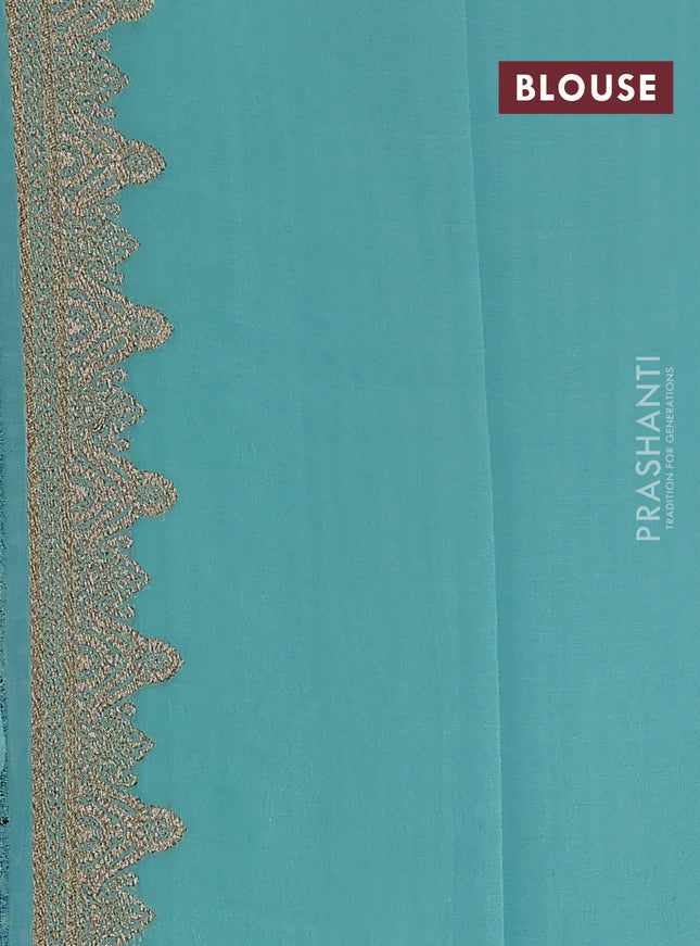 Banarasi georgette saree peacock green and teal blue shade with allover woven buttas and woven border