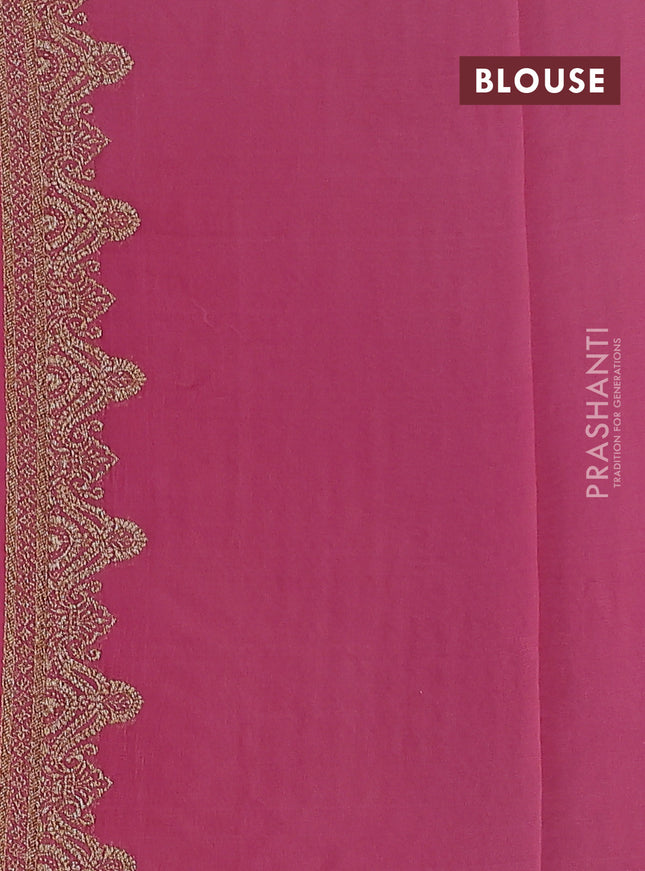 Banarasi georgette saree pink and peach pink with allover woven buttas and woven border